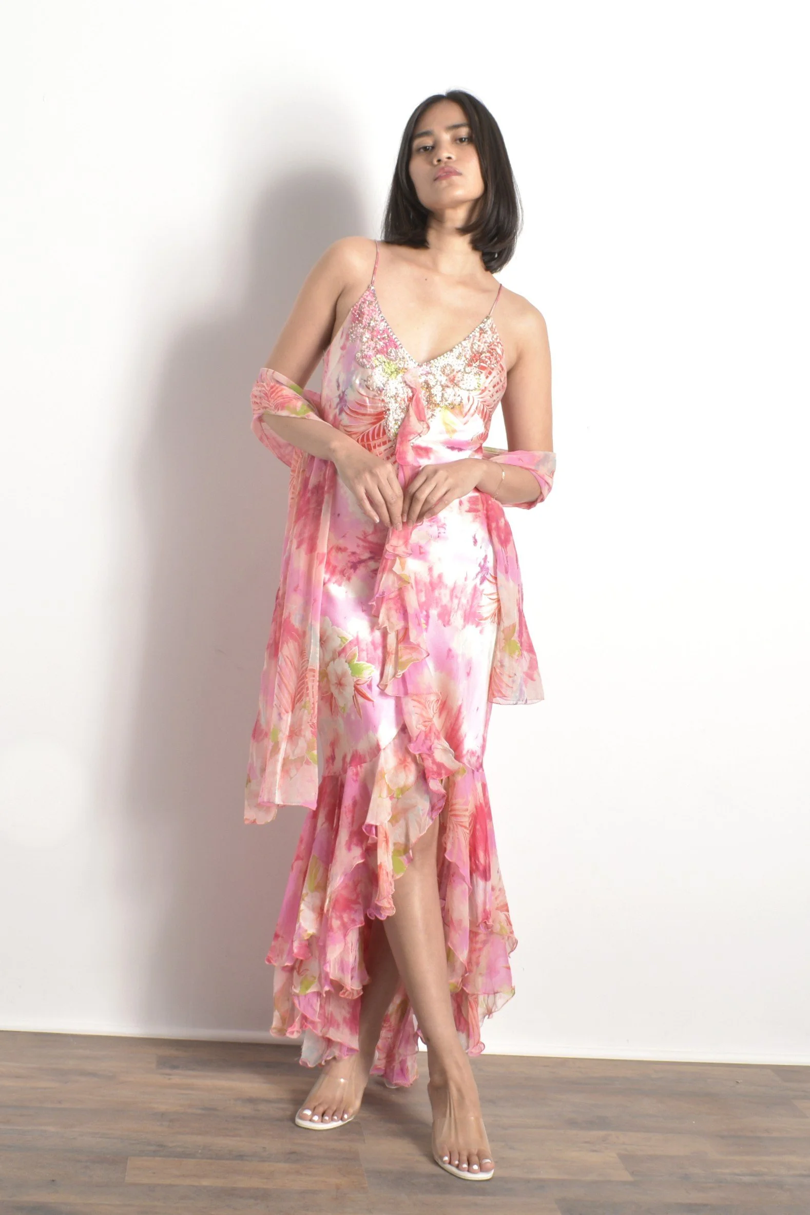 diane+freis+pink+floral+satin+